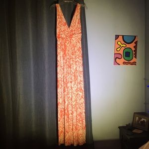 Maxi Dress, tart, coral/white
